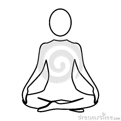 Silhouette woman sitting yoga position Cartoon Illustration