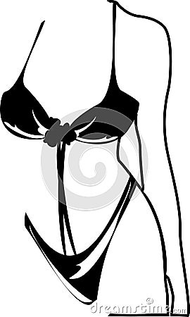 Silhouette of woman in a swimming suit. Fragment Vector Illustration