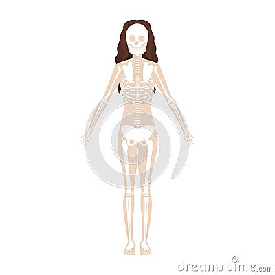 Silhouette woman system bone with wavy hair Vector Illustration
