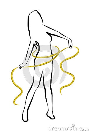 Silhouette woman with yellow metre Vector Illustration