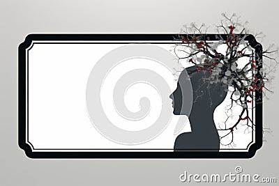 silhouette of a womans head with branches on it Stock Photo