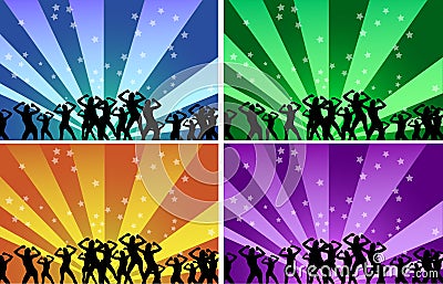 Silhouette of women dancing Stock Photo