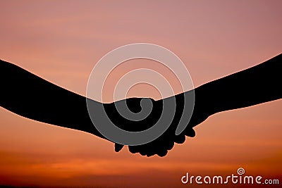 Silhouette women and man of lovers Stock Photo