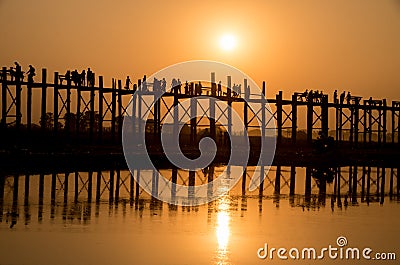 Silhouette wooden bridge Stock Photo