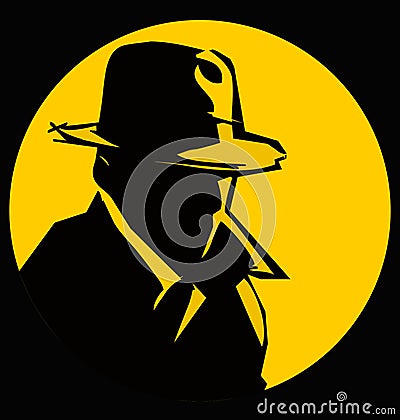 detective silhouette cartoon Stock Photo