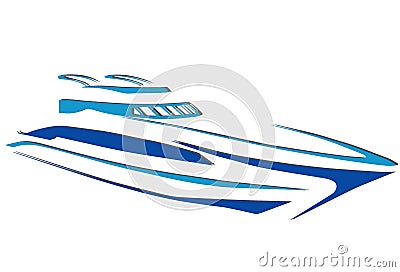 Silhouette of the yacht. Boat. Ship. Vector Illustration