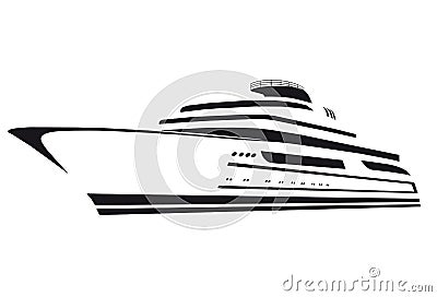 Silhouette of the yacht. Boat. Ship. Vector Illustration