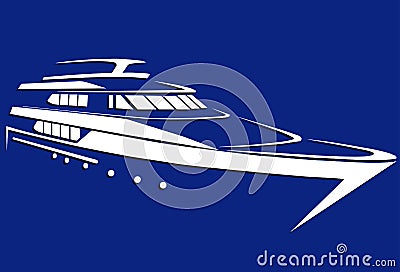 Silhouette of the yacht. Boat. Ship. Vector Illustration