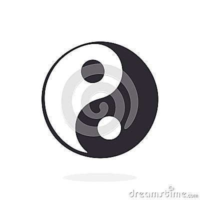 Silhouette of Yin and Yang symbol of harmony and balance Vector Illustration