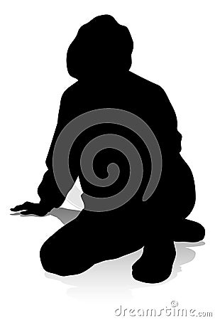 Young Person Silhouette Vector Illustration