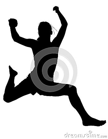 Silhouette Young Woman Jumping Stock Photo