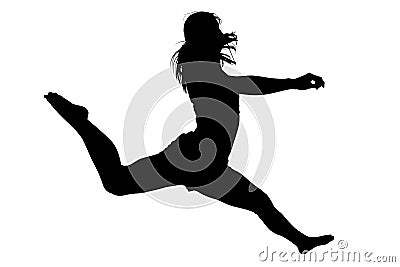 Silhouette Young Woman Jumping 2 Stock Photo