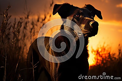 Silhouetted beauty, a mysterious canine form in the gentle light Stock Photo