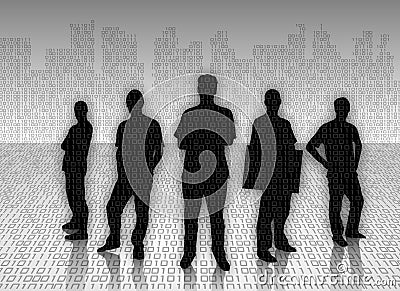 Silhouetted businessmen Stock Photo