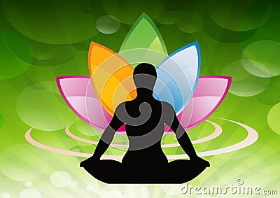Silhouetted person meditating Vector Illustration