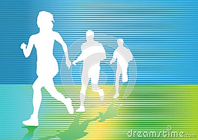 Silhouetted runners Vector Illustration