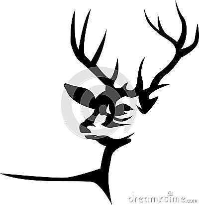 Silhouetted stag head Vector Illustration