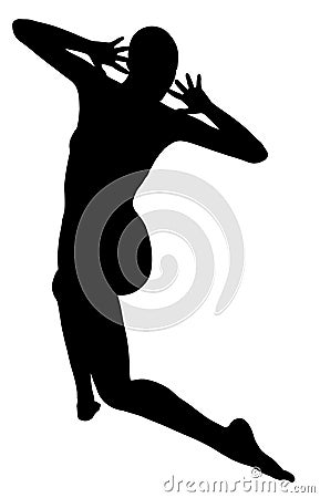 Silhouetted woman dancing Stock Photo