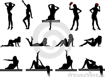 Silhouettes 2 (Sexy lady) Vector Illustration