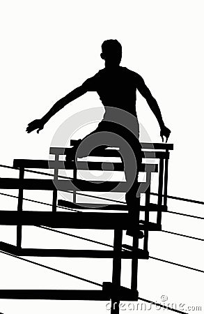 Silhouettes - 400 Hurdles Stock Photo