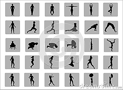 Silhouettes - active woman Vector Illustration