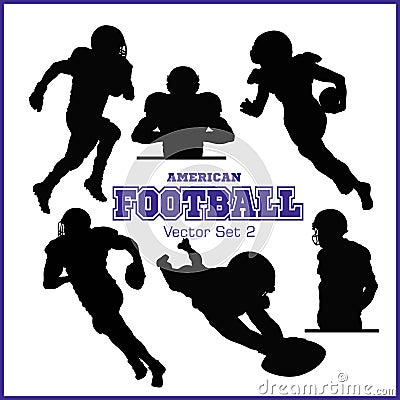 Silhouettes American football players isolated on the white Vector Illustration