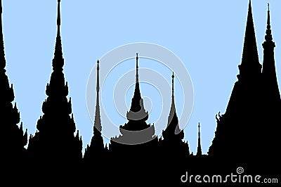 Silhouettes of Bangkok temples Stock Photo