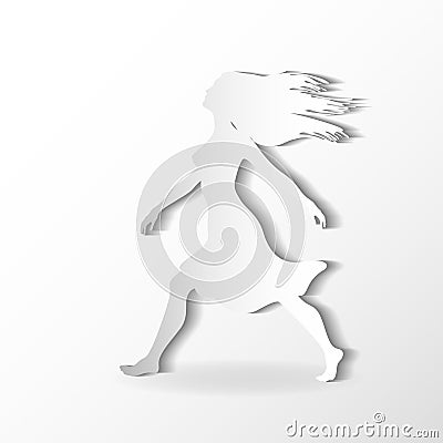 Silhouettes of beautiful walking woman on the whit Vector Illustration