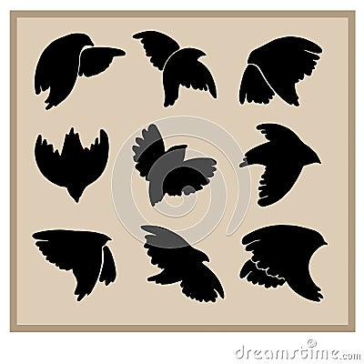 Silhouettes of birds for graphic design Vector Illustration