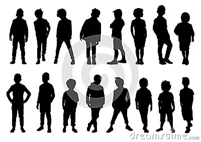 Silhouettes of boys of children of different ages Vector Illustration