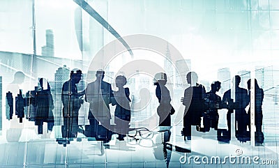 Silhouettes of Business Brainstorming Groups Concept Stock Photo