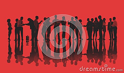 Silhouettes of Business People Working Concept Stock Photo