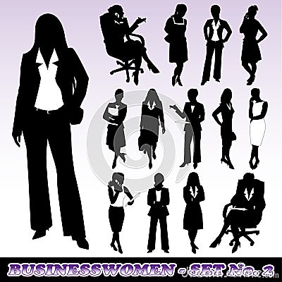 Silhouettes of Businesswomen Vector Illustration