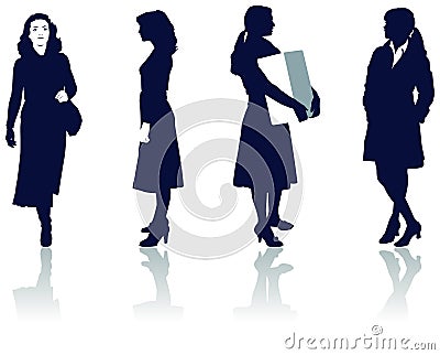 Silhouettes of businesswomen Vector Illustration