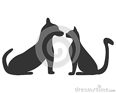 Silhouettes of a cat and a dog Vector Illustration