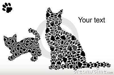 Silhouettes of cats from cat tracks Stock Photo