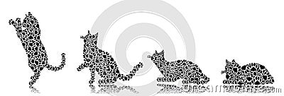 Silhouettes of cats from the cat tracks Vector Illustration