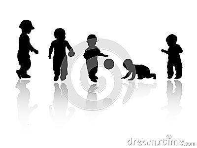 Silhouettes - children Vector Illustration