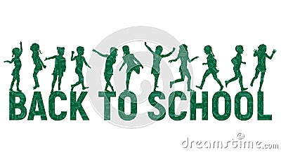 Silhouettes children back to school on school board background Vector Illustration