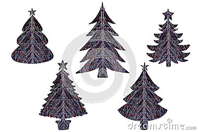 Silhouettes of Christmas trees made of illumination lights Stock Photo