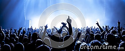 Silhouettes of concert crowd Stock Photo