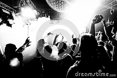 Silhouettes of concert crowd Editorial Stock Photo