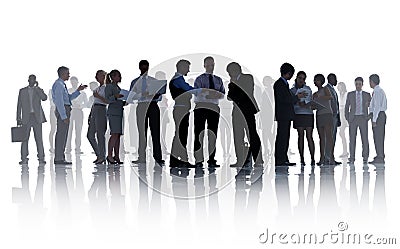 Silhouettes of Corporate Business People Working Stock Photo