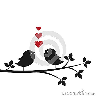 Silhouettes cute birds in Love Vector Illustration