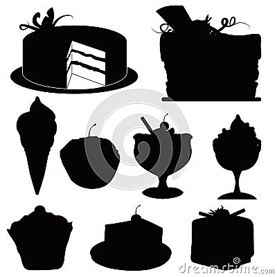 Silhouettes desserts Vector Illustration