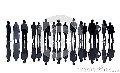 Silhouettes of Diverse Business People Stock Photo