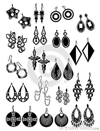 Silhouettes of earrings Vector Illustration