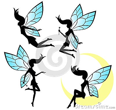 Silhouettes of a fairy Stock Photo