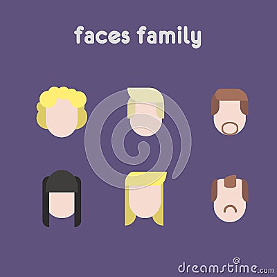 Silhouettes of family faces Vector Illustration