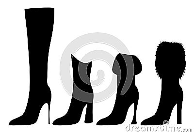 Silhouettes of fashion boots - vector set Vector Illustration
